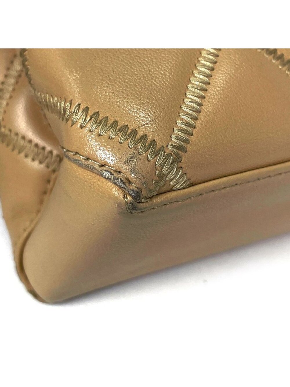 Chanel Shoulder Bag CC Logo Leather Beige - Picture 3 of 11
